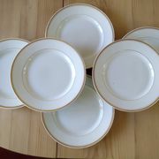 6 Vintage Moulin des Loups Gold-Edged Dinner Plates