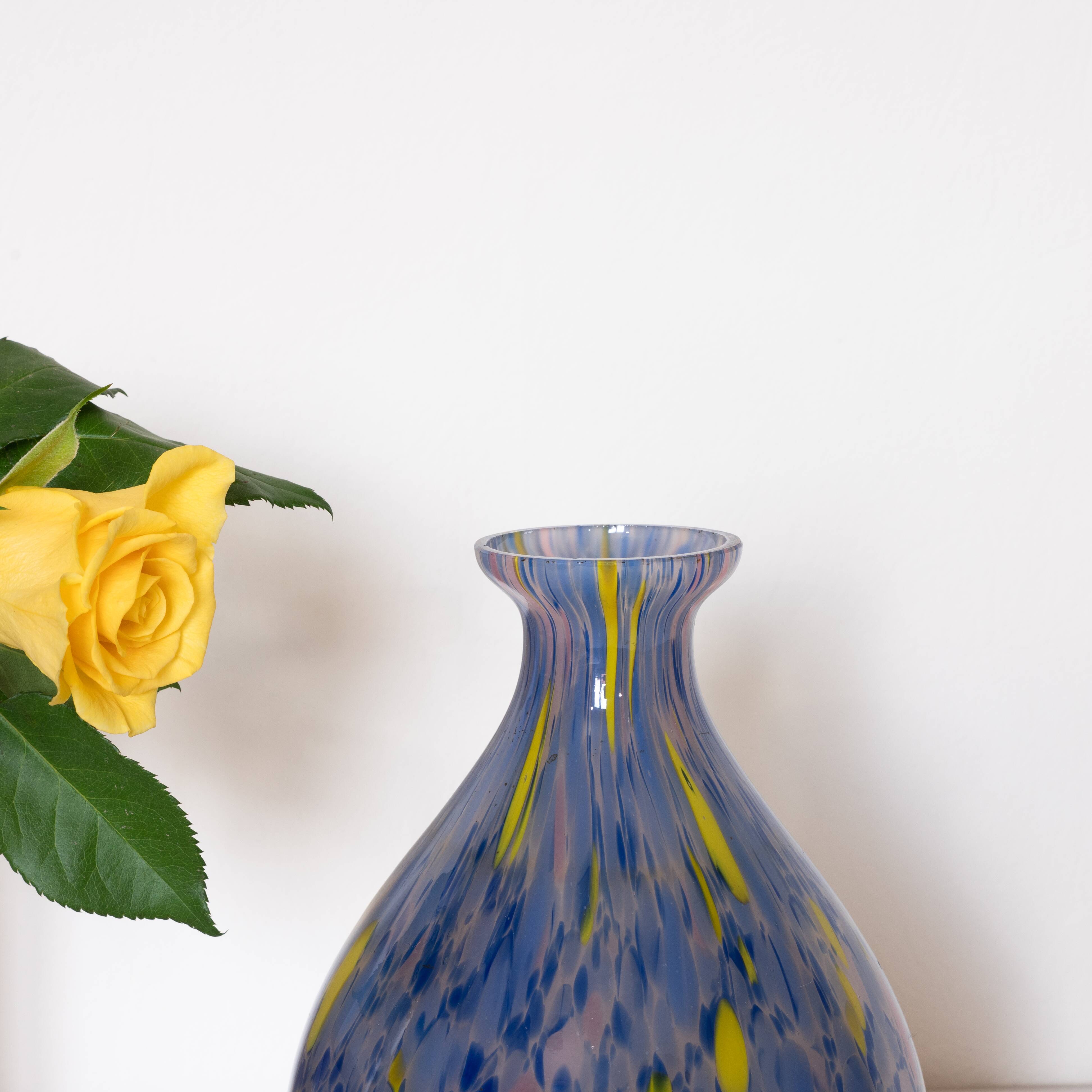 Blue and yellow murano vase