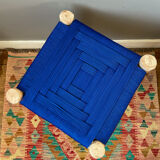Moroccan stool beldi seated blue Majorelle