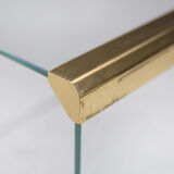 Set of 3 glass and brass waterfall side table by Leon Rosen for Pace Collection, 1970s