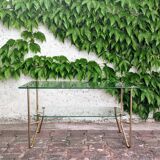Glass and gold metal coffee table, 1960s
