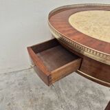 Louis XVI style mahogany bouillotte table in marquetry and bronze