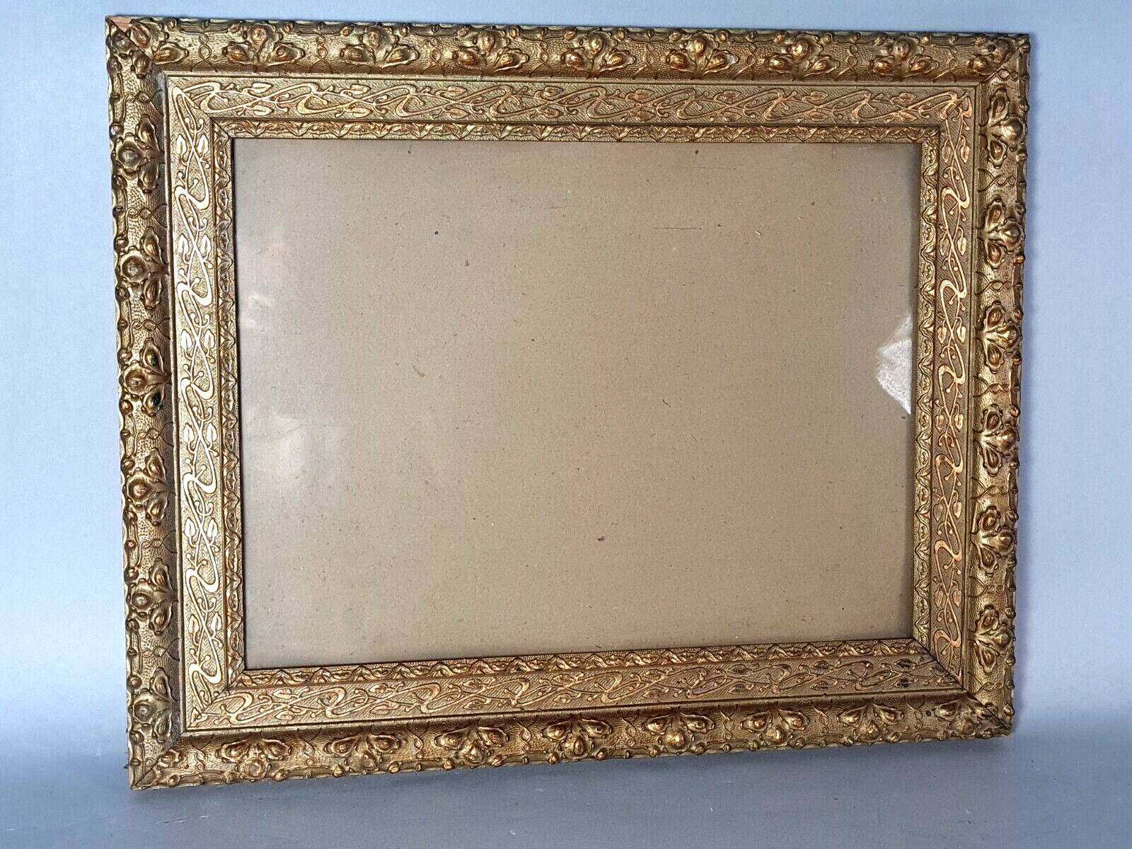 Old frame Art Nouveau décor wood stucco 51x41 foliage 40x30 cm