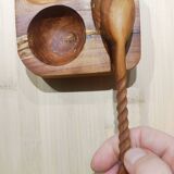 Wooden egg cup with spoon
