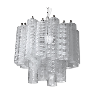 Ercole Barovier, rare "Graffito" Murano glass chandelier, Italy 1960