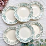 Set of 6 Antique Terre de Fer "Figuig" Soup Plates – Longchamp 19th Century