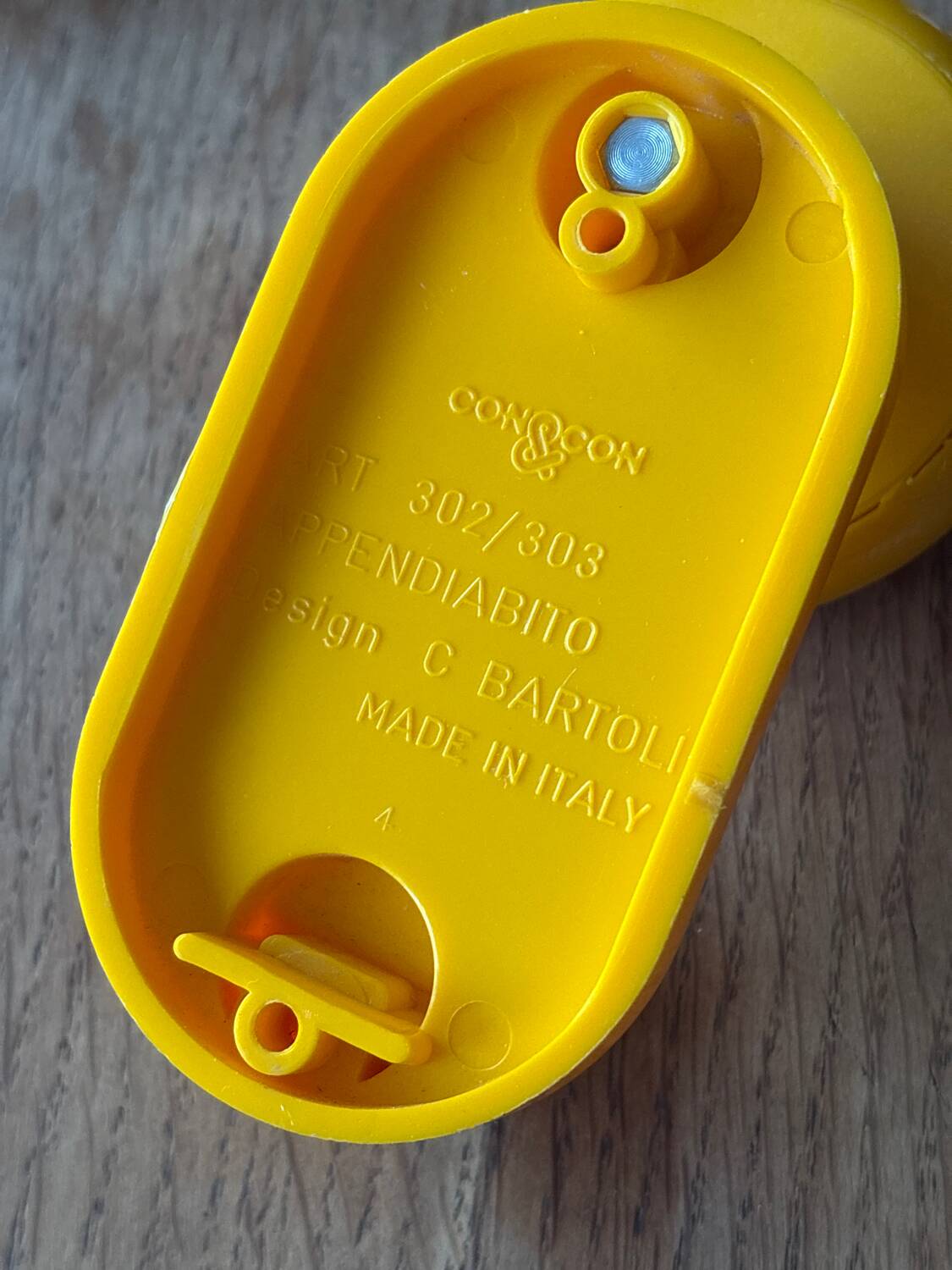Yellow coat hooks by Carlo Bartoli, Italy 1970