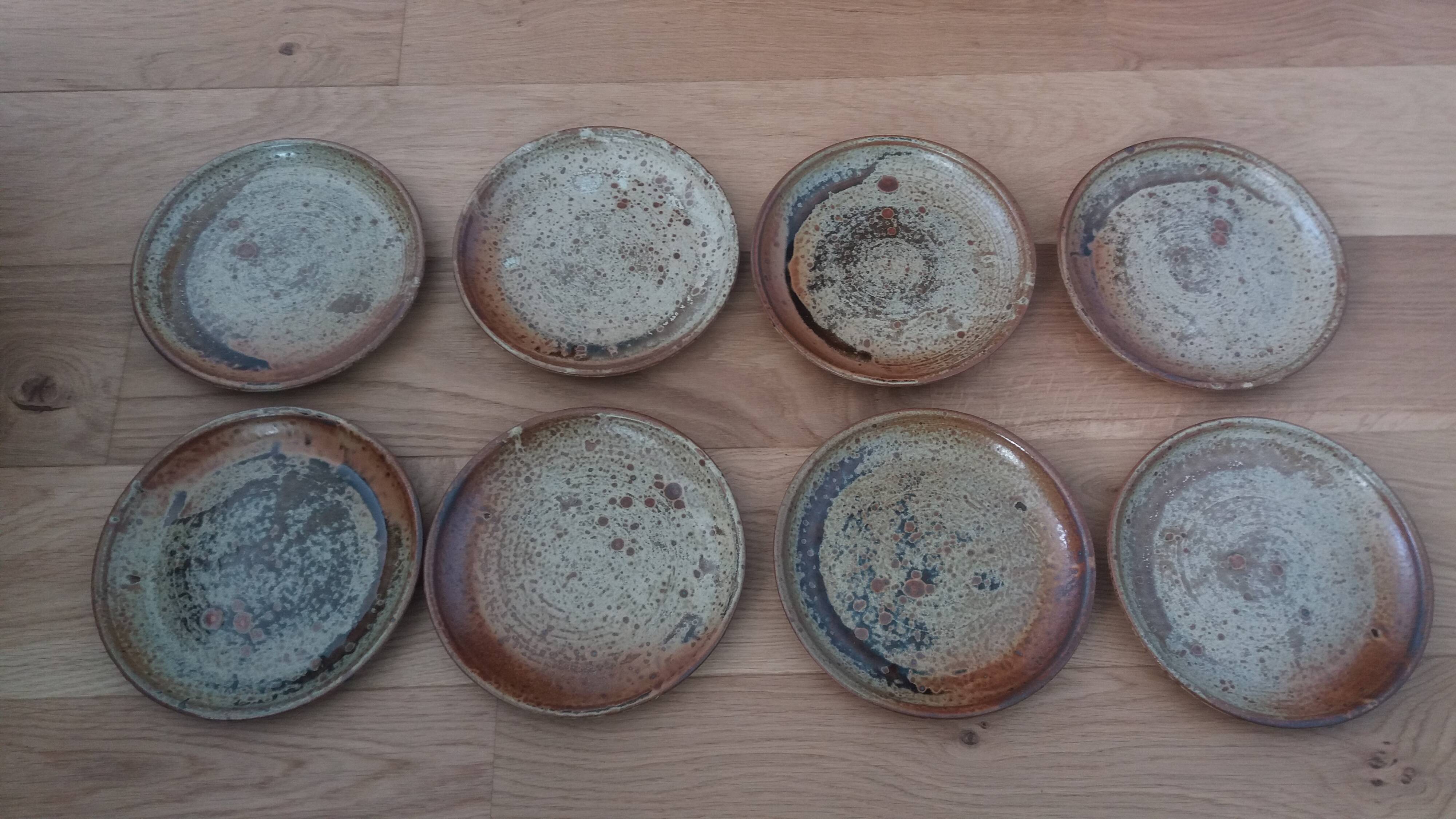 Dessert or cheese plates in Puisaye stoneware, Jean-Pierre Prud’homme