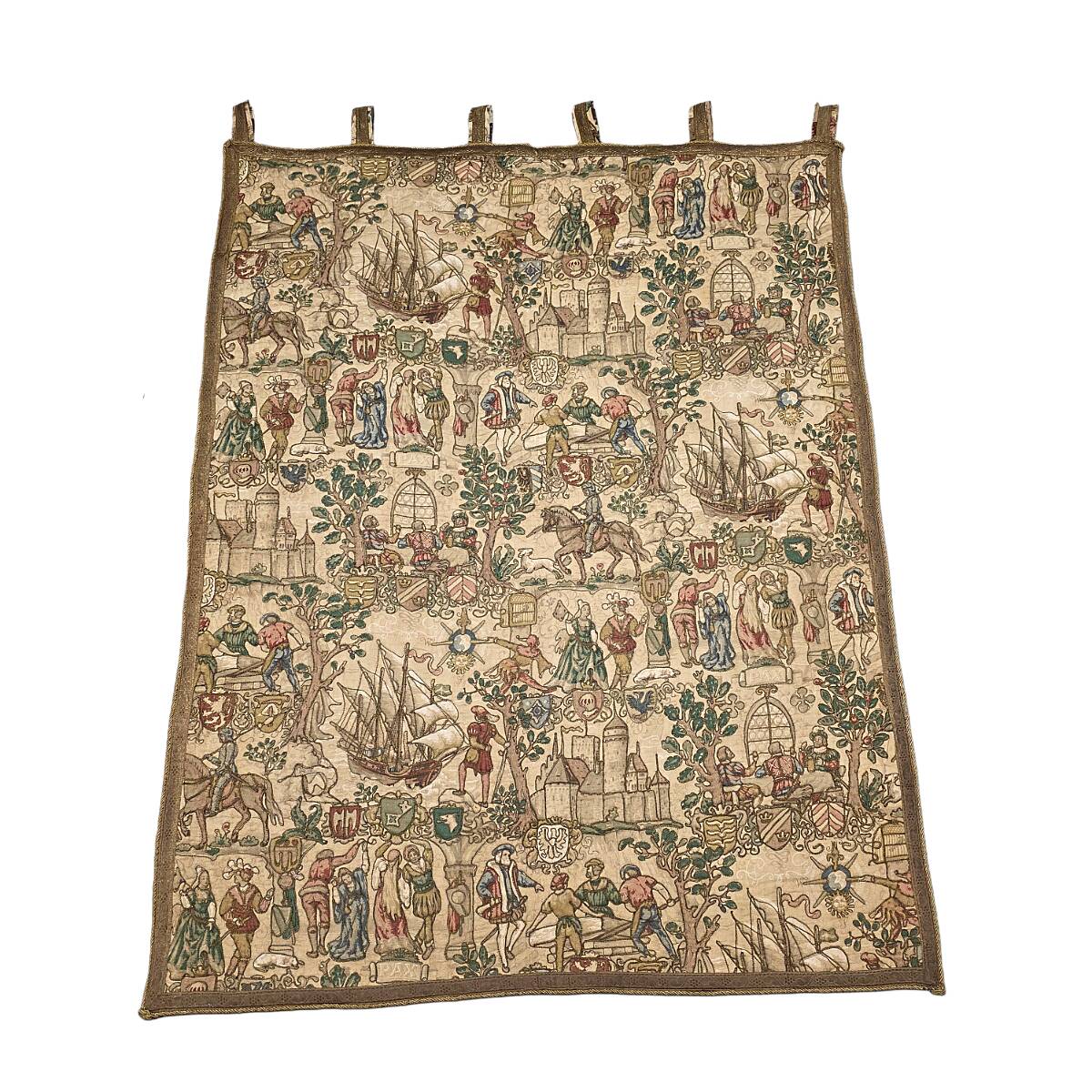 Vintage Rosel Wall Tapestry With Medieval Decor, 1950s