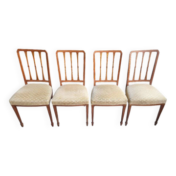 Series of 4 directory chairs in marquetry and cherry wood