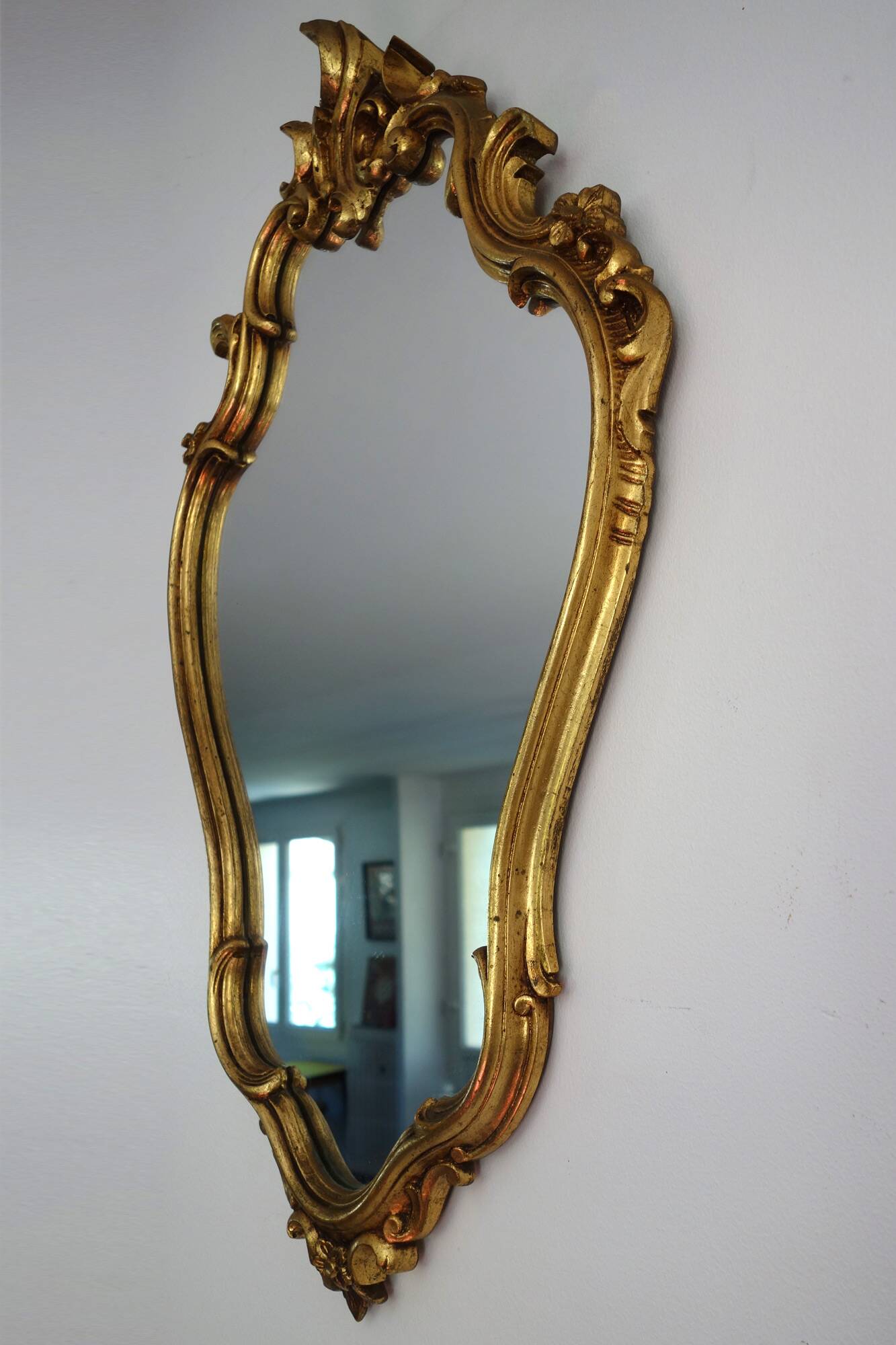 Baroque style gold resin mirror, 50s-60s