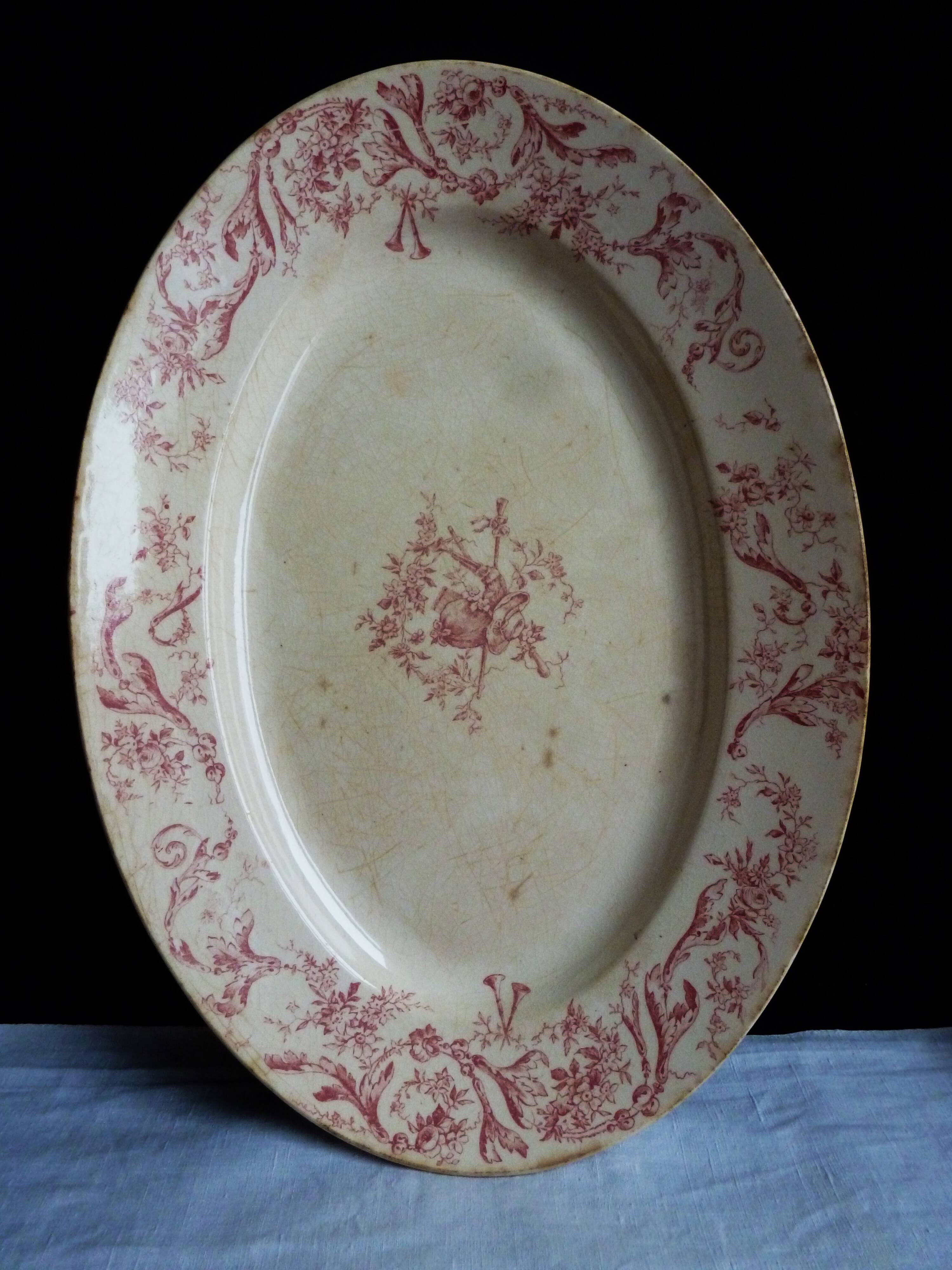 Plat ancien, plat légumier gien vintage, vaisselle ancienne gien