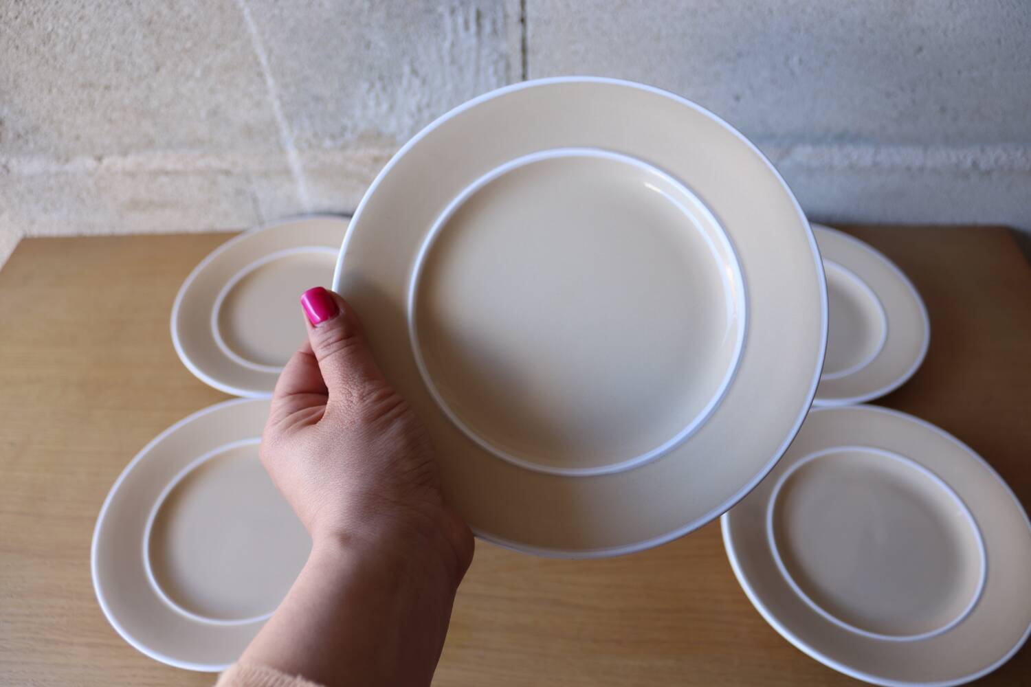 6 beige grosfillex dinner plates Salins France