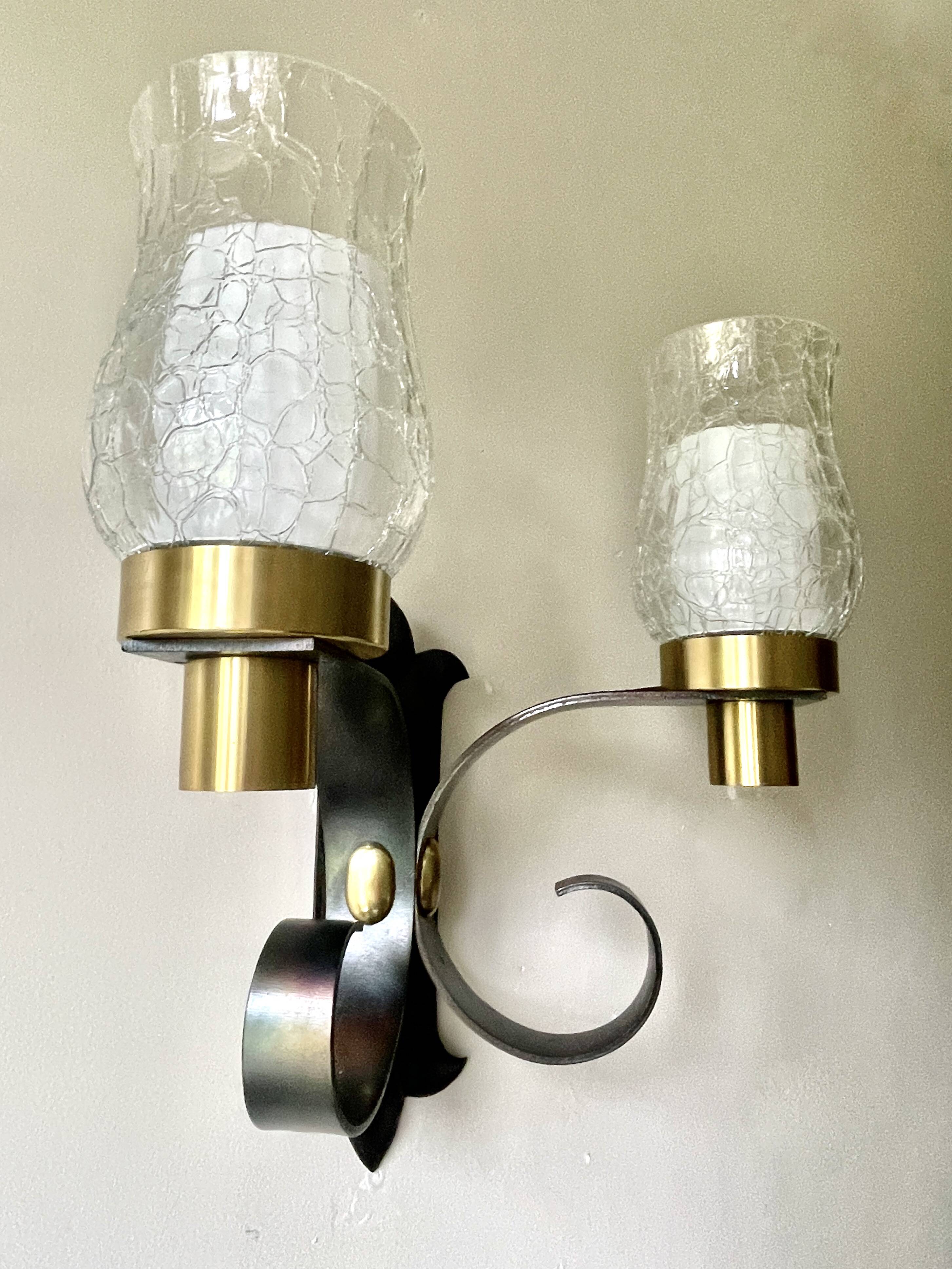 Large brutalist wall light by Jean Perzel