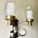 Large brutalist wall lamp by Jean Perzel