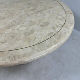 Midcentury Round tessellated stone and brass diningtable
