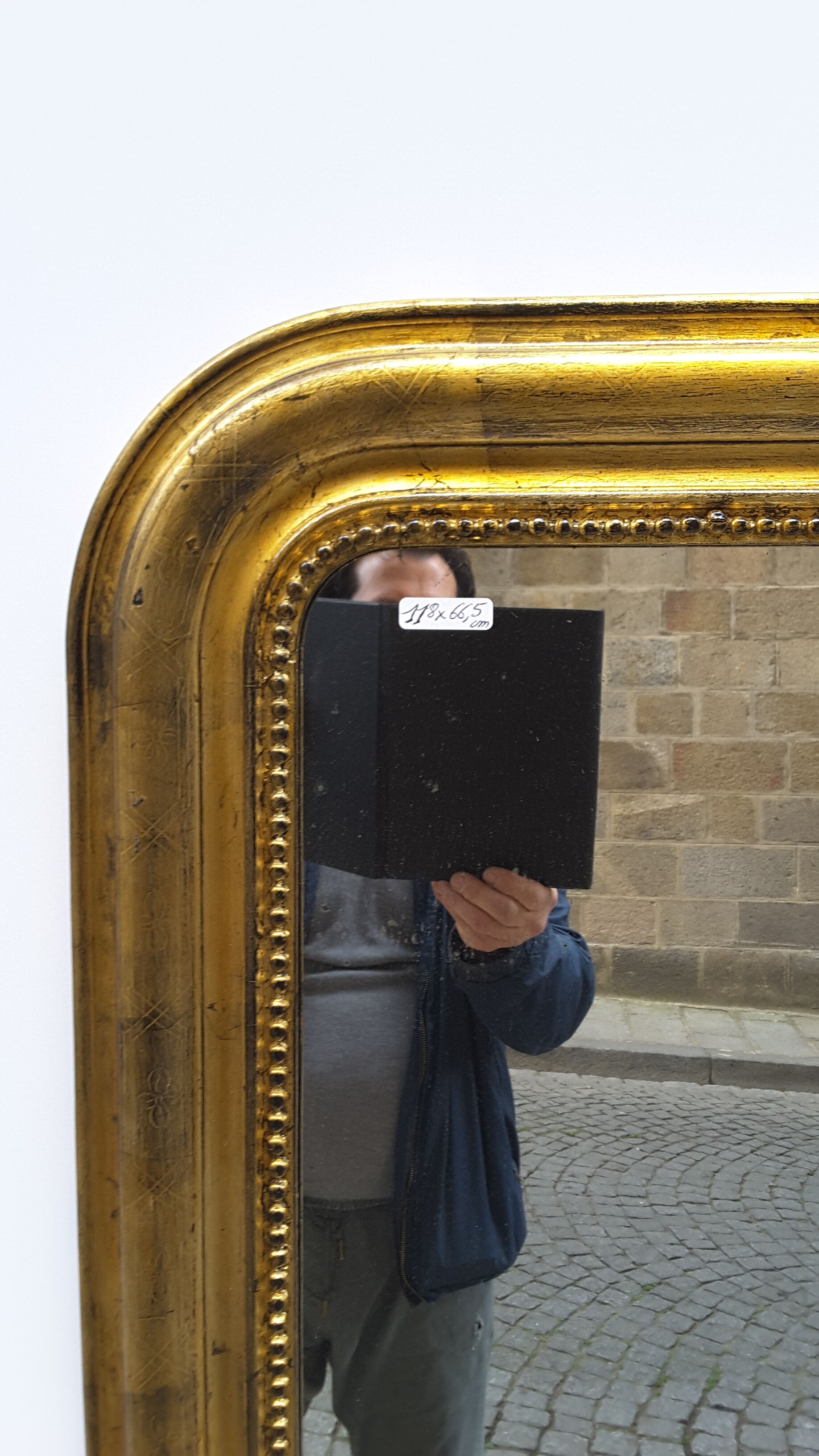 Miroir ancien doré d'époque Louis Philippe 66x118cm