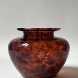 Amber smoked glass vase known as tortoiseshell, 1970s design.