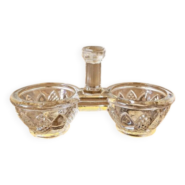 Salière poivrier (saleron double) en verre vintage