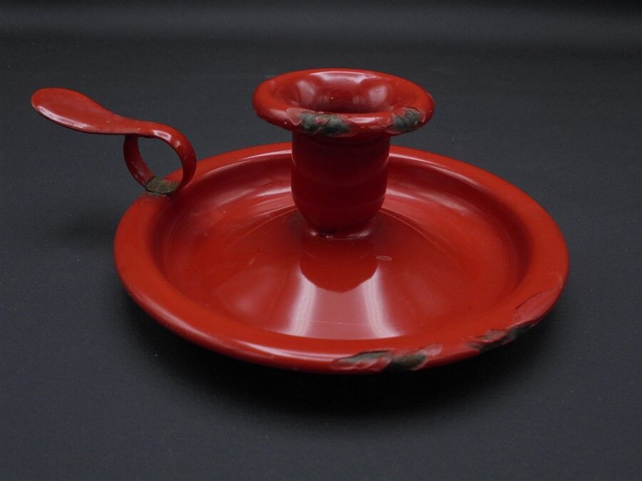 Enamelled sheet metal candlestick
