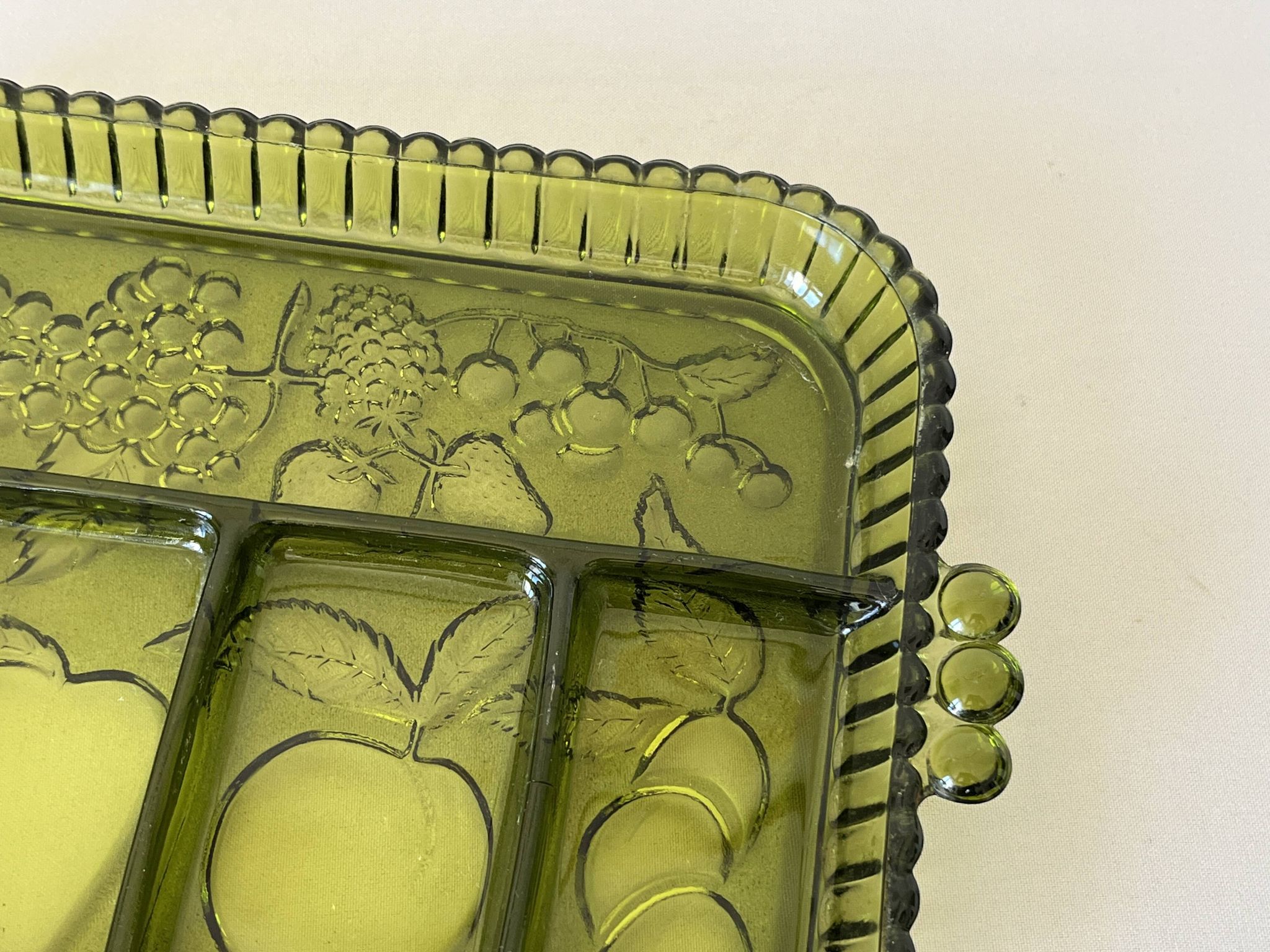 Vintage 1960s American Appetizer Tray Indiana Glass Compartmented Glass