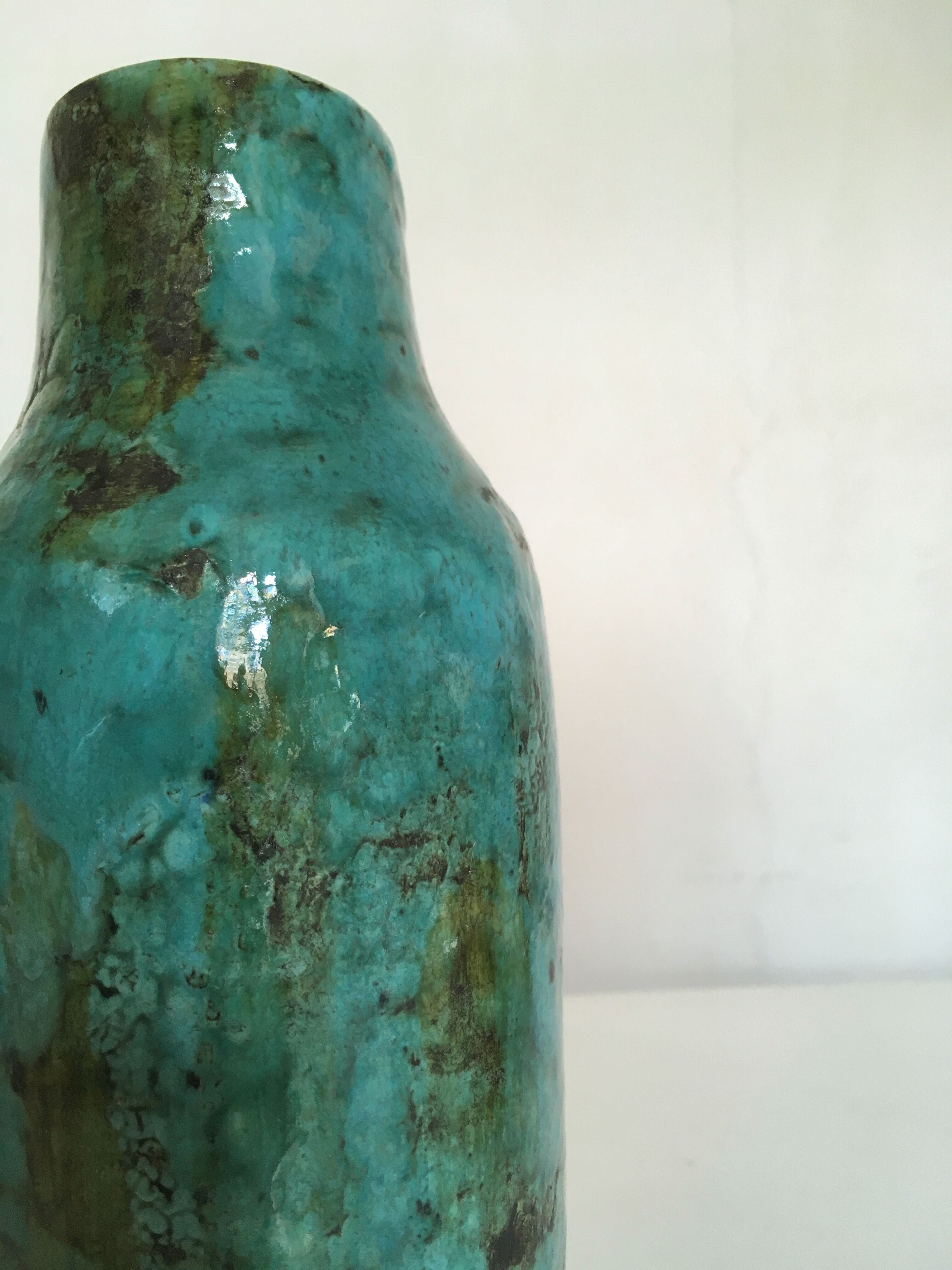 Ceramic vase in enamelled earthenies 60s