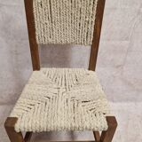 Wooden chair with woven rope seat