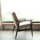 Vintage armchair in light beige corduroy designed by H. Lis.