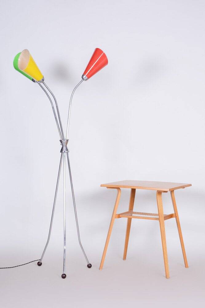 Mid-Century Chrome-Plated Steel Floor Lamp attributed to Napako, 1950s