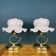 Italian Murano glass table lamps in pink, 1980s, set of 2.