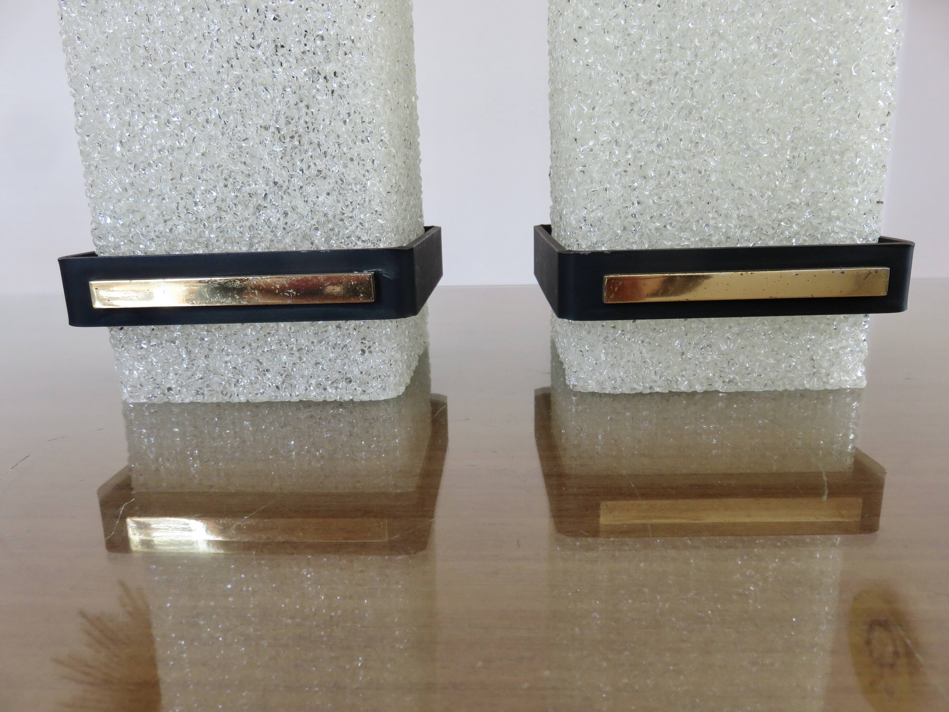 Pair of Arlus wall lights in perspex, gilded brass and lacquered metal, 1960s