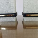 Pair of Arlus wall lights in perspex, gilded brass and lacquered metal, 1960s