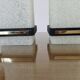 Pair of Arlus wall lights in perspex, gilded brass and lacquered metal, 1960s