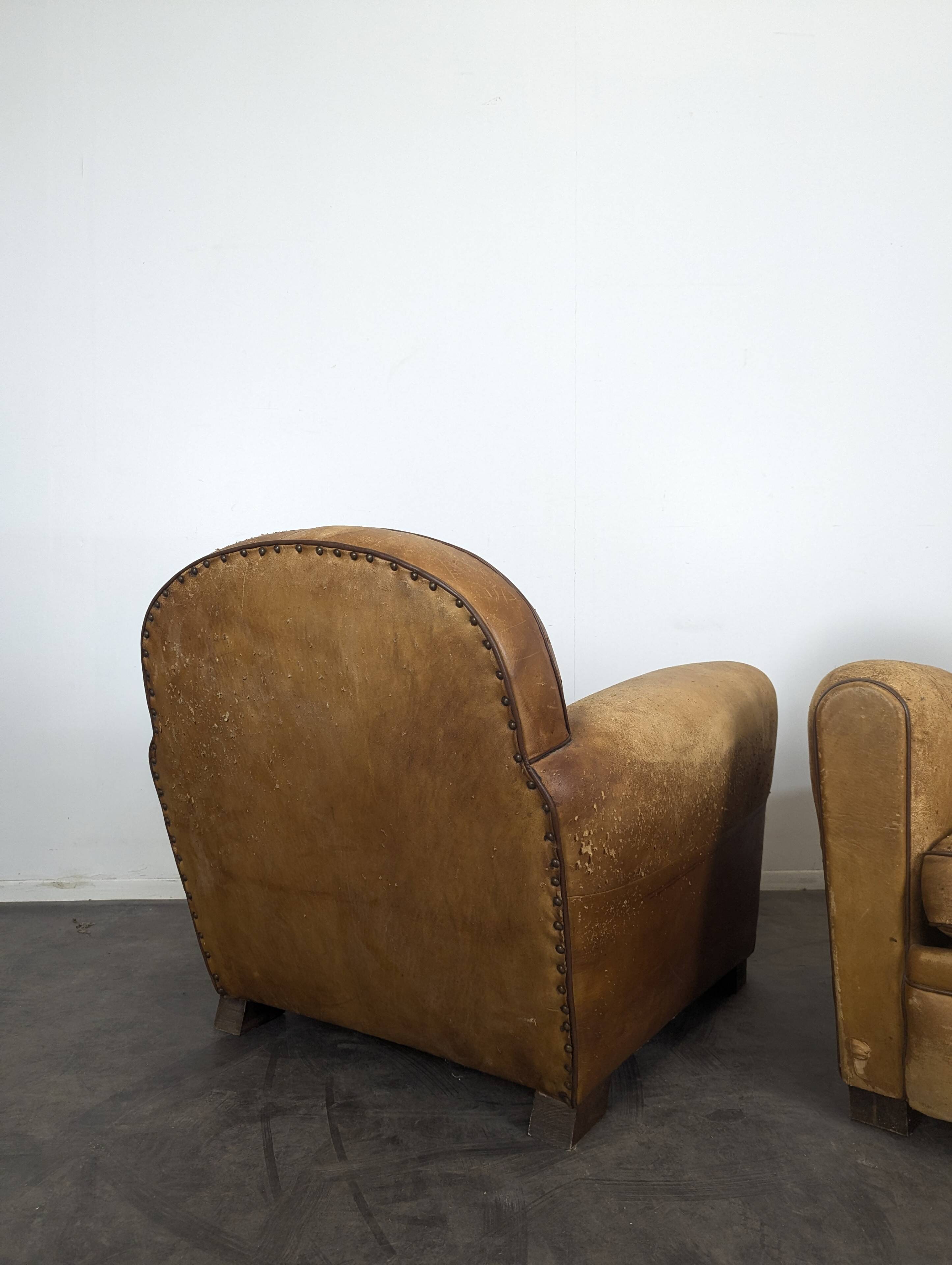 Paire de fauteuils club, années 30