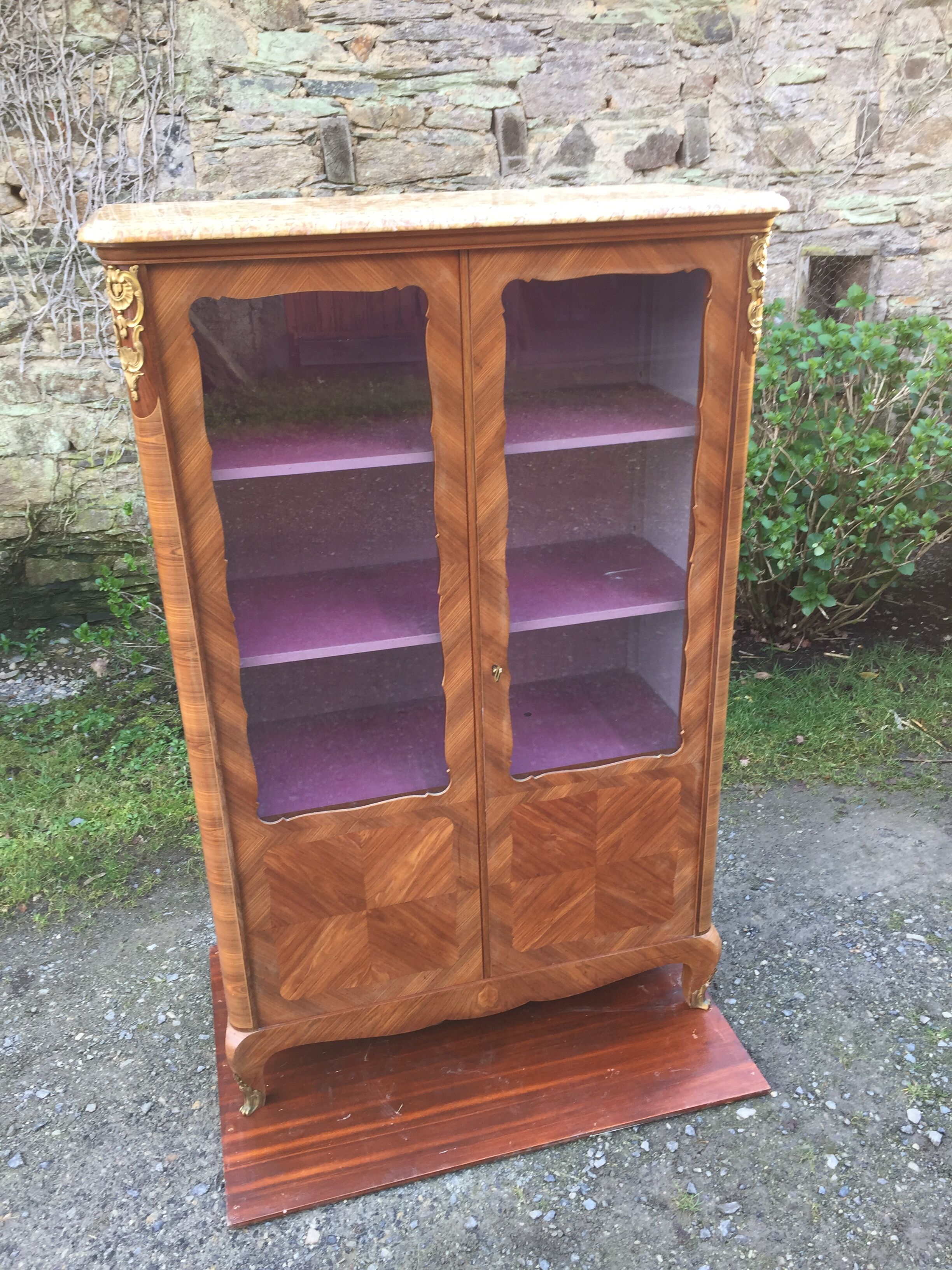 Louis XV marquetry library display case with 2 doors stamped Maurice Rinck