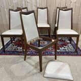 Suite de 6 chaises GPlan en teck et assise en skai des années 1970