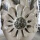 Pair of white glazed stoneware lamp bases, 20th-century floral decoration.