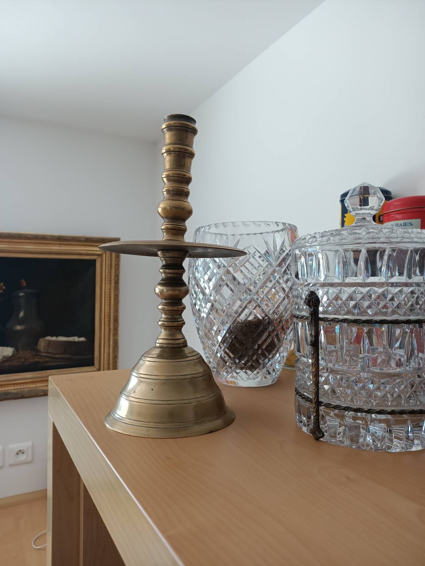 Bougeoir à disque en bronze