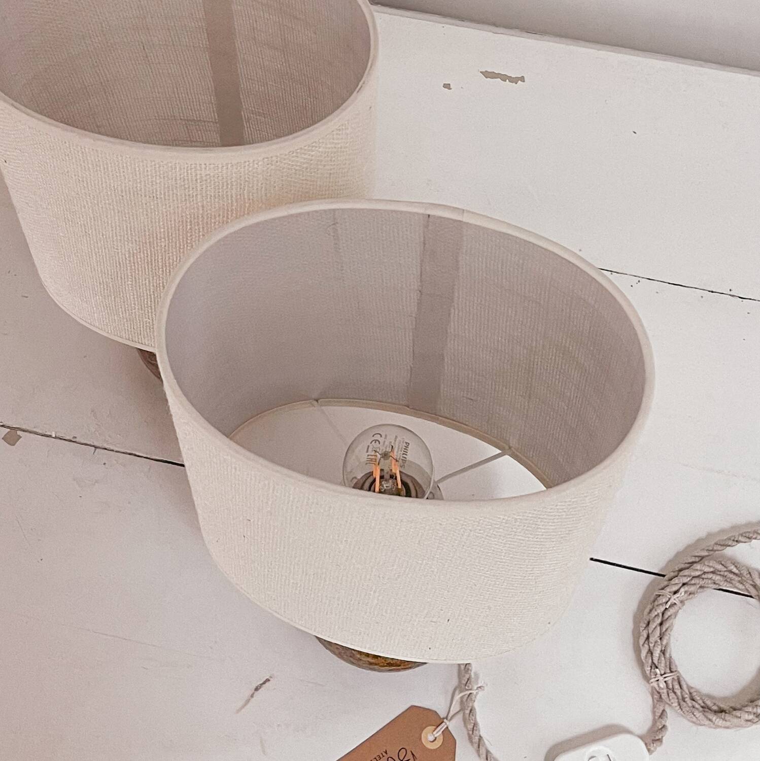 Duo sandstone bedside lamps