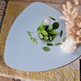 Tripod coffee table – Rattan & Bamboo – Sky blue top – Vintage 60s