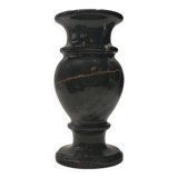 Vintage 1970s Italian Black Marble Vase – Natural Ochre Veining Accent