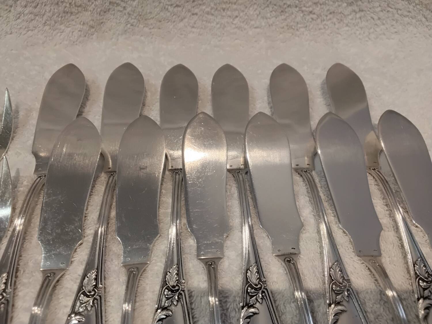 12 fish cutlery sets 24p silver metal decor ribbons rocaille