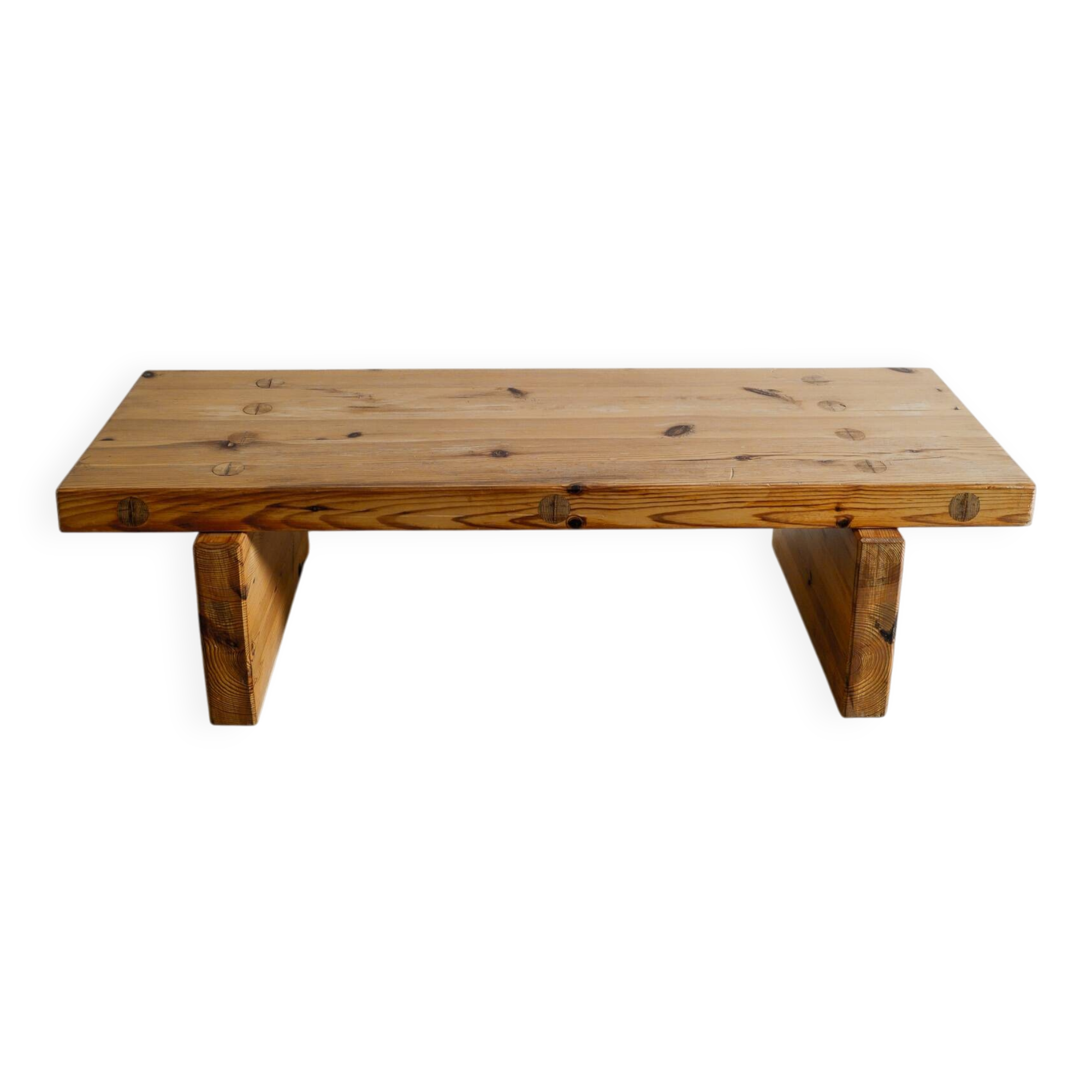 Vintage Swedish Mid Century Wooden Pine Bench by Roland Wilhelmsson, 1970s