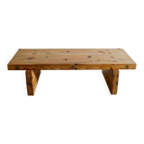 Vintage Swedish Mid Century Wooden Pine Bench by Roland Wilhelmsson, 1970s