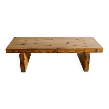 Vintage Swedish Mid Century Wooden Pine Bench by Roland Wilhelmsson, 1970s