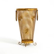 Large Mid-Century Regency umbrella stand made of gilded metal, Italy 1960s