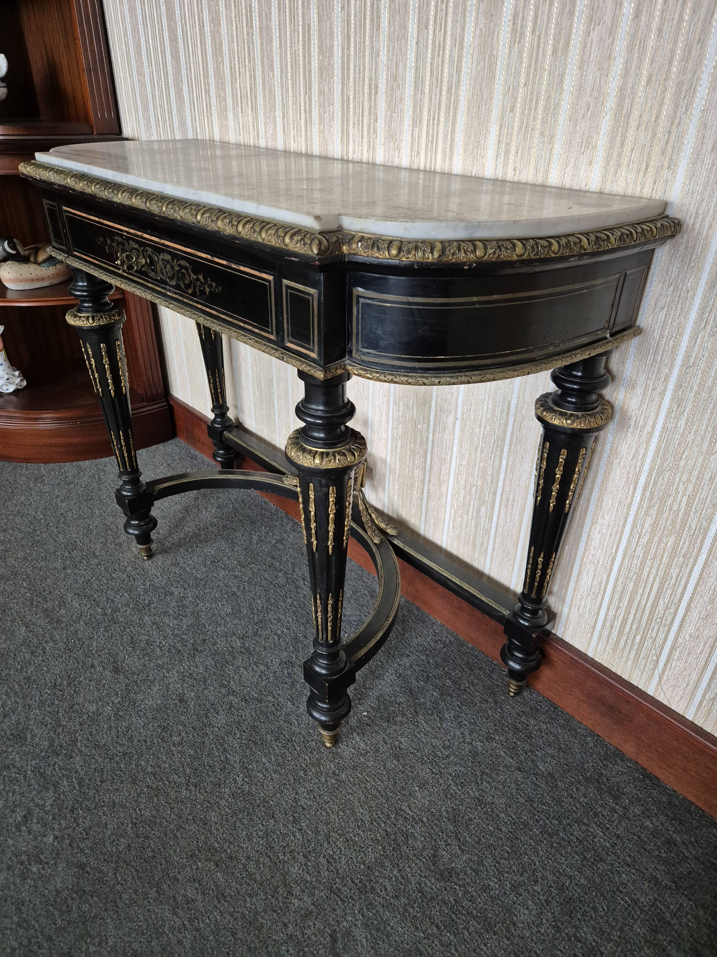 Console - marble, brass and wood