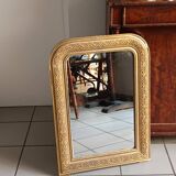 miroir ancien en bois et stuc doré