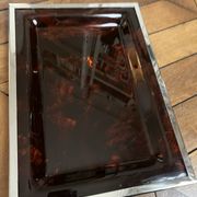 A plexiglass and silver metal tray, 1970.