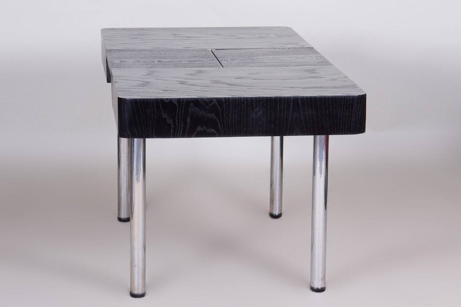 Bauhaus Extendable Dining Table in Oak Veneer and Chrome, 1930s